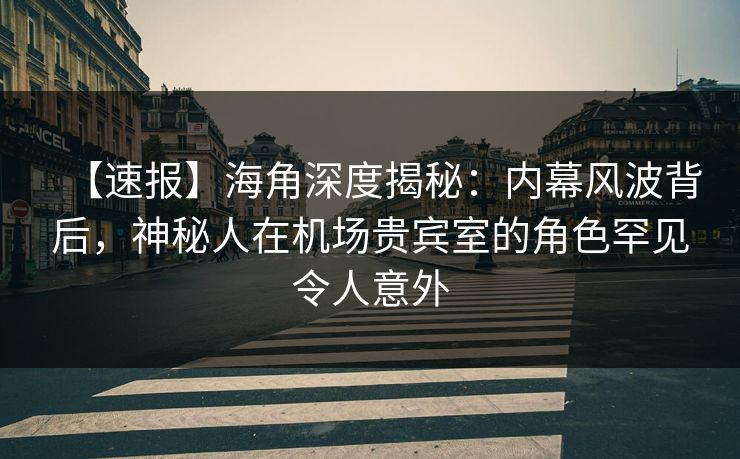 【速报】海角深度揭秘：内幕风波背后，神秘人在机场贵宾室的角色罕见令人意外