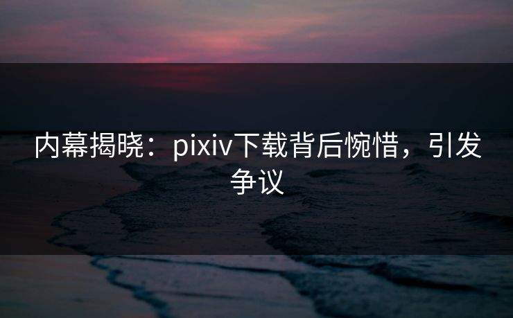 内幕揭晓：pixiv下载背后惋惜，引发争议