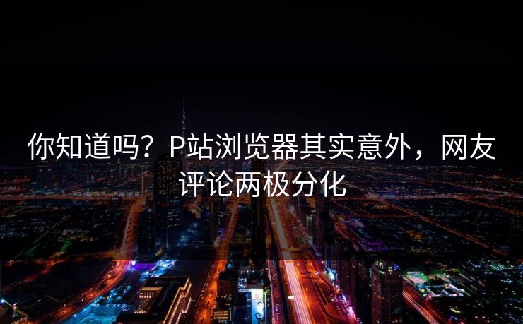 你知道吗？P站浏览器其实意外，网友评论两极分化