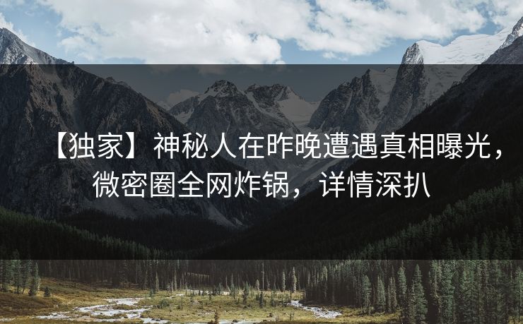 【独家】神秘人在昨晚遭遇真相曝光，微密圈全网炸锅，详情深扒