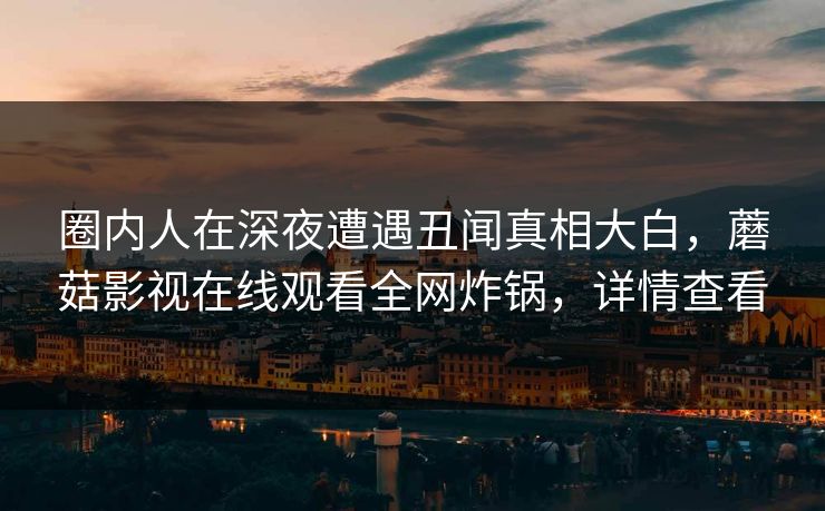 圈内人在深夜遭遇丑闻真相大白，蘑菇影视在线观看全网炸锅，详情查看