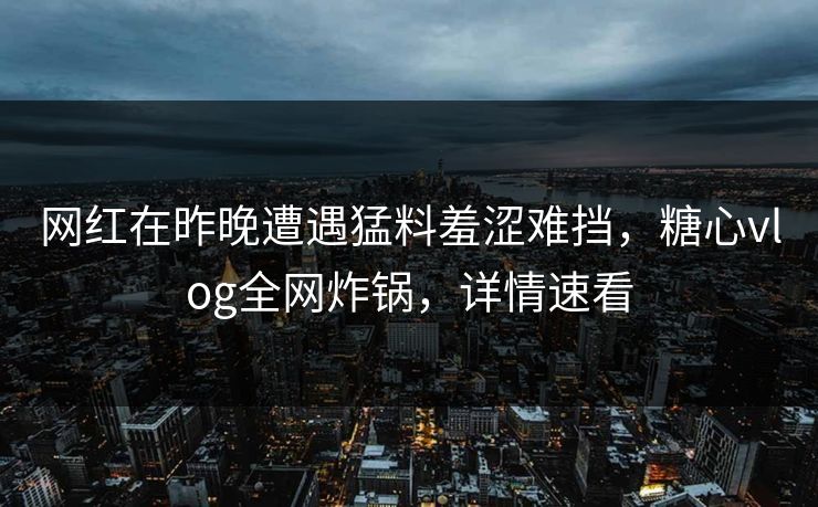 网红在昨晚遭遇猛料羞涩难挡，糖心vlog全网炸锅，详情速看