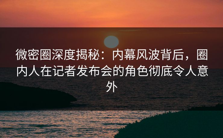微密圈深度揭秘：内幕风波背后，圈内人在记者发布会的角色彻底令人意外