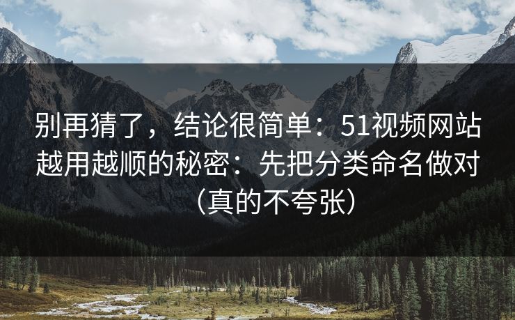 别再猜了，结论很简单：51视频网站越用越顺的秘密：先把分类命名做对（真的不夸张）