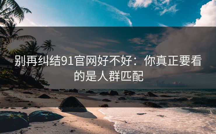 别再纠结91官网好不好：你真正要看的是人群匹配
